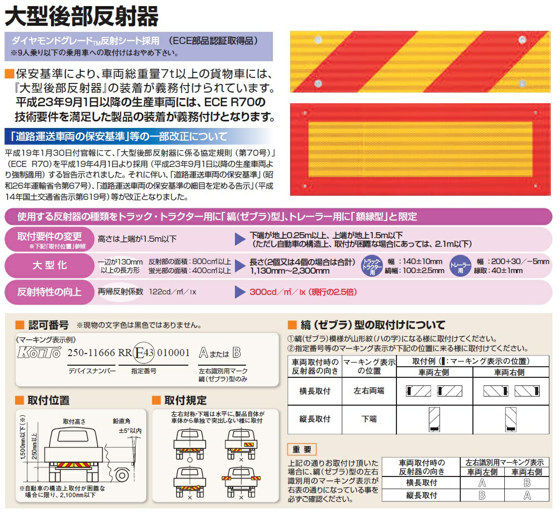 楽天市場 小糸製作所 Koito 大型後部反射器 ゼブラ 2分割型 L R 2枚セット 1枚あたりw565mm 135mm Nlr 2azsn Koito 反射板 トラックショップトップロード仙台