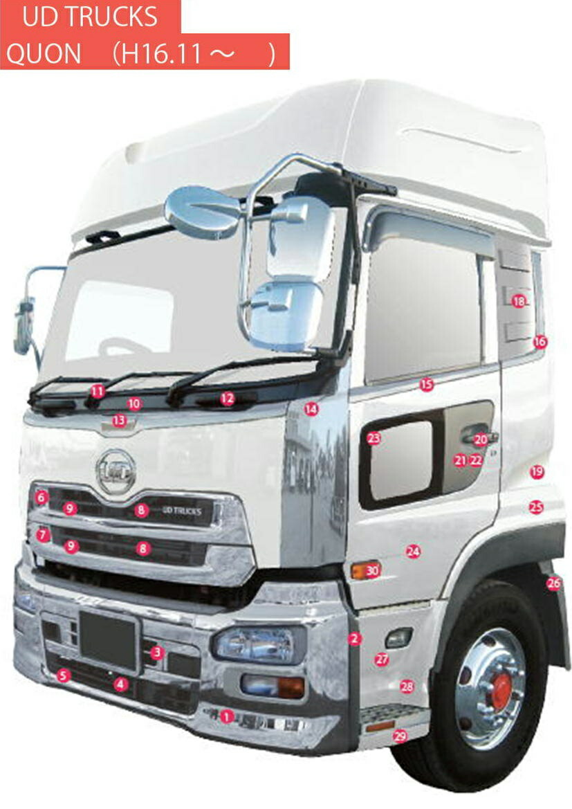 楽天市場 Bw ウエストガーニッシュ ドア L R 日産ud大型 17クオン クオン H17 4 樹脂メッキ かぶせ式 トラックショップトップロード仙台