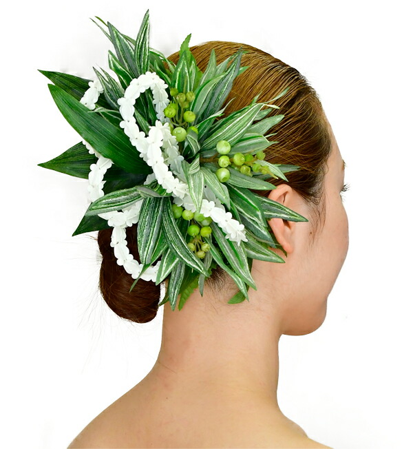 フラダンス衣類 髪飾り 花飾り 頭髪ゼムクリップ 事 フラ お仕立 取り並べる ヘアクリップ Kc 005 緑色 Cannes Encheres Com