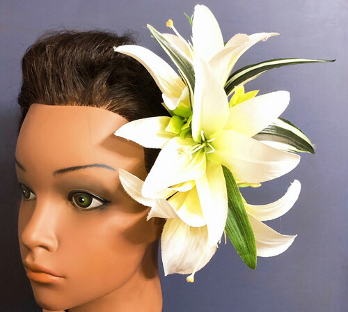 フラダンス衣装 髪飾り 花飾り レフア ヘアクリップ レイ イベント フラ Kc 040 アレンジ ヘアクリップ エレガントカサブランカ ホワイト 白 Southwestne Com