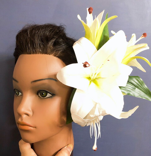 フラダンス装い 髪の毛装飾 真っ盛り飾り レフア ヘアクリップ 花輪 事 フラ Kc 041 纏める ヘアクリップ ハイクオリティリリー 純白 白色 Geo2 Co Uk