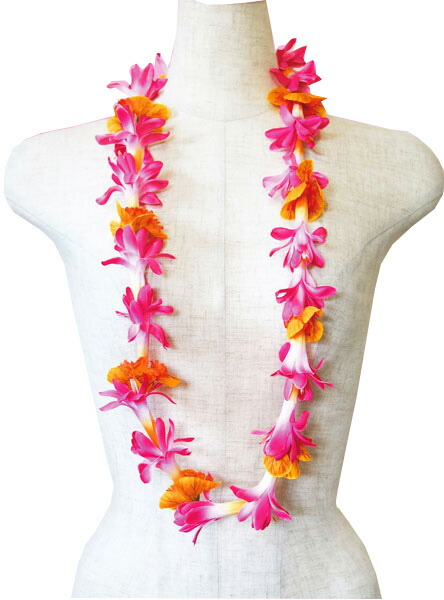 楽天市場 フラダンス衣装 レイ ハワイ 花飾り イベント フラ ハワイアンレイ フラワーレイ M 19 チューブローズレイ ホワイト ピンク オレンジ フラダンス トーチジンジャー