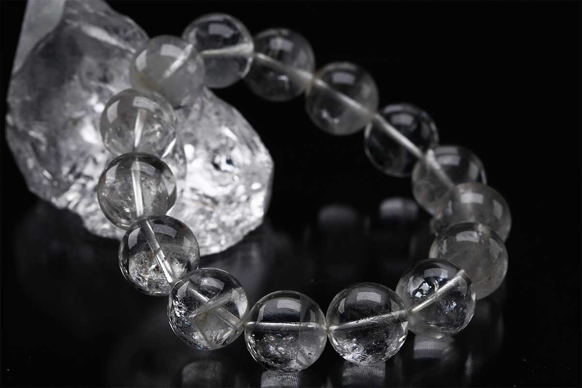 ファントムクォーツ ガーデンクォーツ 粒経14mm パワーストーン ブレスレット 原石 天然石 浄化｜True Stone
