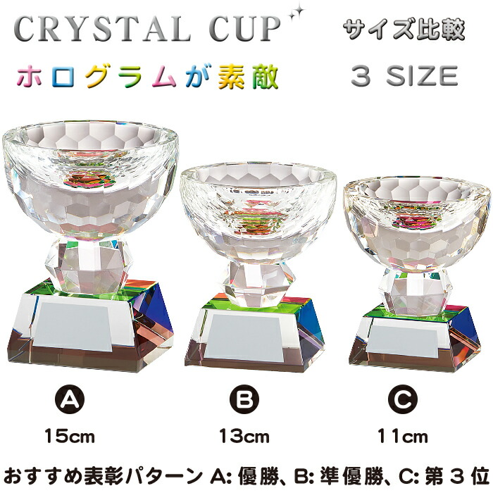 安い トロフィー クリスタル 高さ15cm 優勝カップ ゴルフ 野球 サッカー バスケ バレー テニス 音楽 大会 運動会 コンペ用品 記念品 賞品  景品 カップ 名入れ fucoa.cl