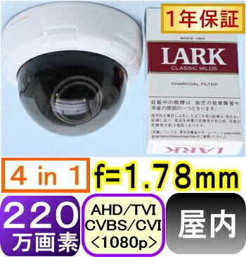 防犯カメラ ドームカメラ　広角　220万画素 監視カメラ 屋内 スモークカバー 高画質 AHD アナログ　簡単　固定レンズ f\u003d1.78mm　夜間 業務用 家庭用 単品 高解像度　店舗 家庭 事務所 天井 取付 業務用 家庭用【SA-51203】