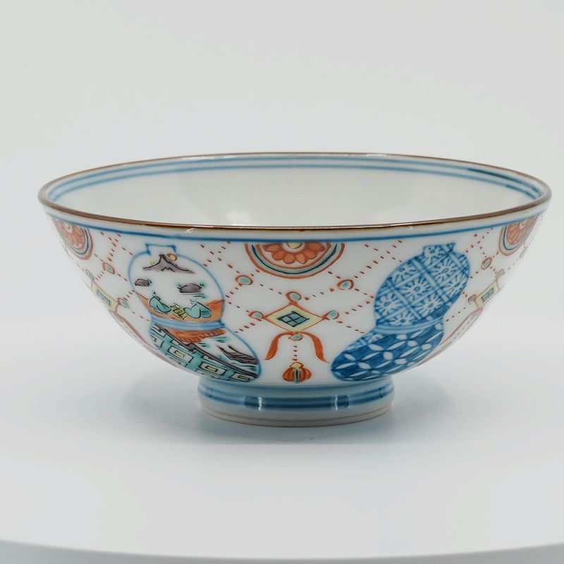 ご飯茶碗 飯碗 京焼 清水焼 陶器製 日本製 器 高級 プレゼント 人気 和食器 ご飯茶碗(小) 1客 紙箱 色絵六瓢|清水焼と宇治茶の宇治茶園