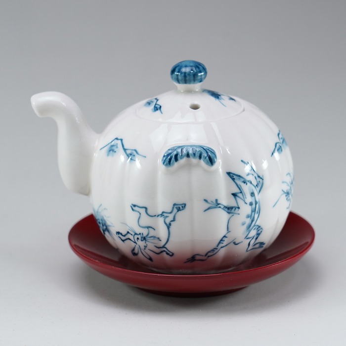 鉢 京焼 清水焼 磁器製 日本製 器 汁注 鳥獣戯画(朱台付) ちょうじゅうぎが おしゃれ 高級 プレゼント 人気 和食器