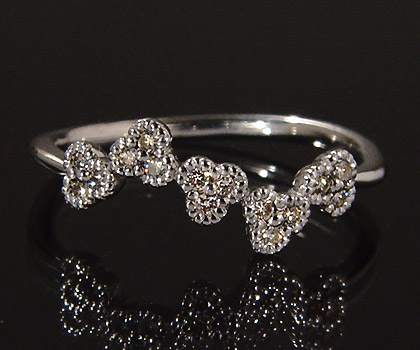 K18 ダイヤモンド リング 「fiorita」 プラチナ900・K10選択可 指輪 ダイアモンド ゴールド 18K 18金 花 フラワー ミル打ち 誕生日 4月誕生石 刻印 文字入れ メッセージ ギフト 贈り物 ピンキーリング対応可能