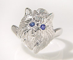 SV925 サファイア ドッグ モチーフ　リング 指輪 シルバー925 SILVER925 スターリングシルバー 犬 サファイヤ 誕生日 9月誕生石 刻印 文字入れ メッセージ ギフト 贈り物 ピンキーリング対応可能