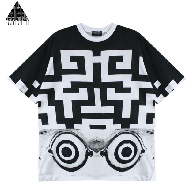 LABYRINTH (ラビリンス) HAWAII TEE (BLACK) [幾何学柄 Tシャツ カットソー サイケデリック メンズ レディース ユニセックス] [ブラック]