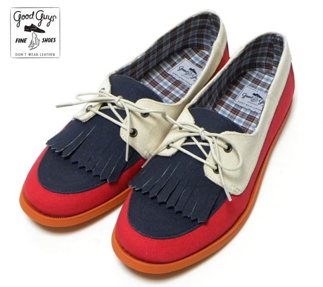 GOOD GUYS | TATUM (NAVY/WHITE/RED) ローファー タッセルローファー ヴィーガンシューズ メンズ ネイビー ホワイト レッド｜UNEEK BASEMNT