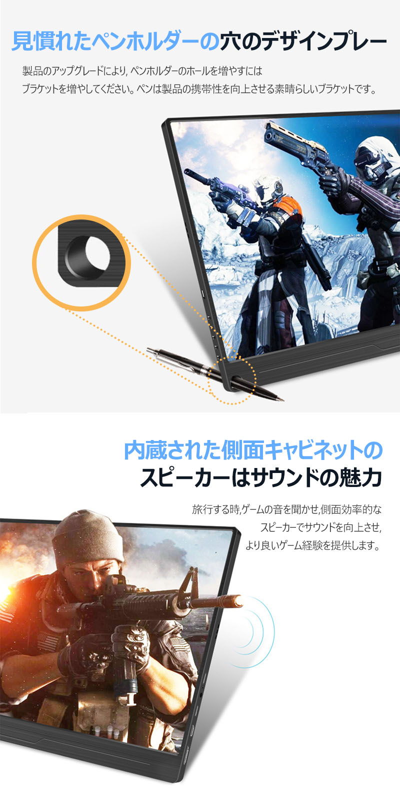 楽天市場 最新hdrモバイルモニター最新15 6インチusb Type C Ps4 Xboxゲームモニタ Hdmiモバイルディスプレイ Unicona 楽天市場店