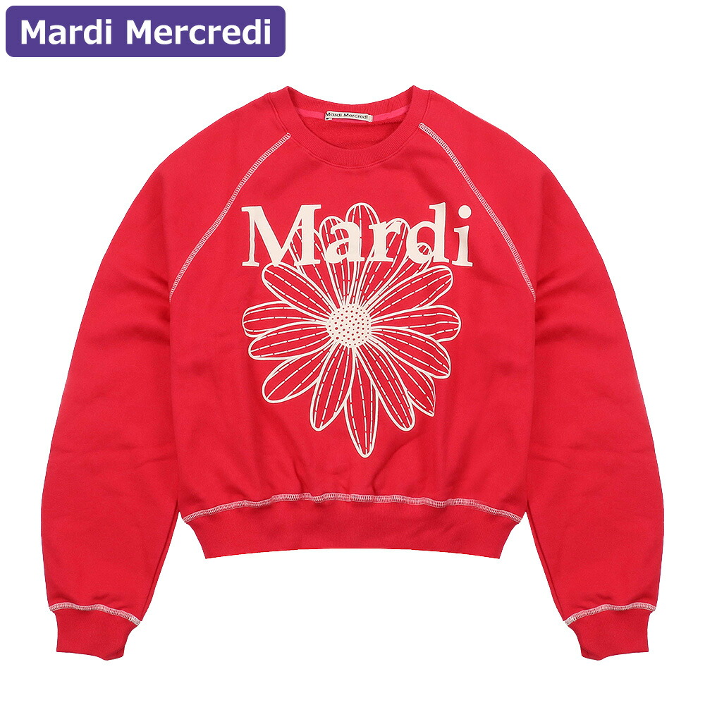 マルディメクルディ Mardi Mercredi スウェット SWEATSHIRT RAGLAN FLOWERMARDI OATMEAL BLACK 長袖 レディース 韓国 ファッション アパレル クロップド丈 Mardi Mercredi マルディメクルディ スウェット SWEATSHIRT