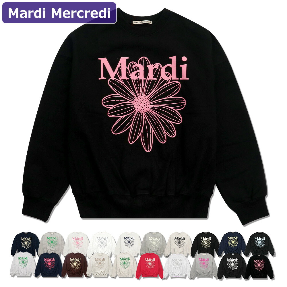 楽天市場】マルディメクルディ Mardi Mercredi スウェット SWEATSHIRT FLOWERMARDI NAVY VIOLET 長袖  レディース 韓国 ファッション アパレル : US style