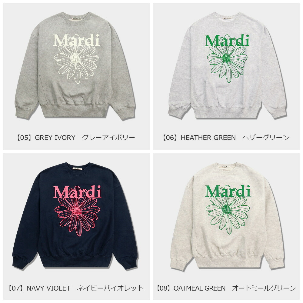 マルディメクルディ Mardi Mercredi スウェット SWEATSHIRT FLOWERMARDI 長袖 レディース 韓国 ファッション  アパレル