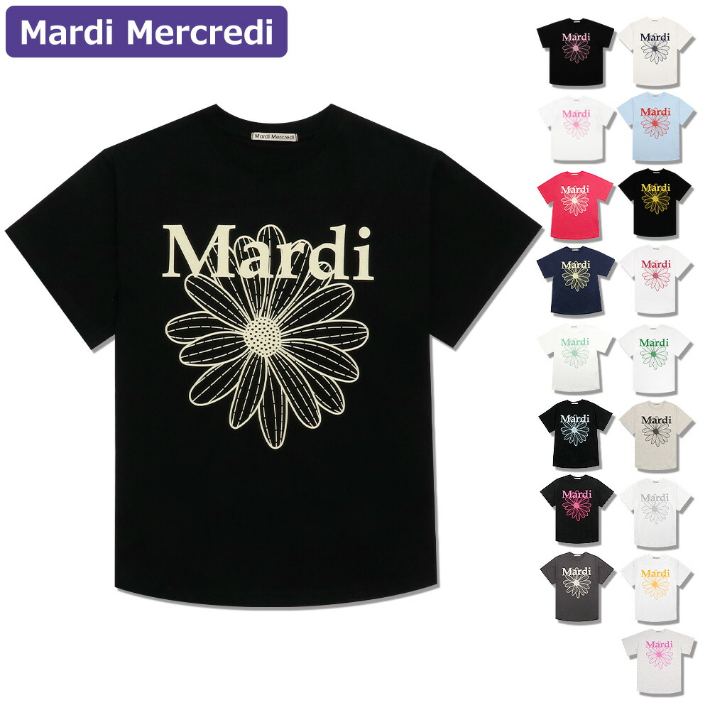 マルディメクルディ Mardi Mercredi Tシャツ TSHIRT FLOWERMARDI WHITE PINK 半袖 レディース 韓国 ファッション アパレル Mardi Mercredi マルディメクルディ Tシャツ SLIM TSHIRT
