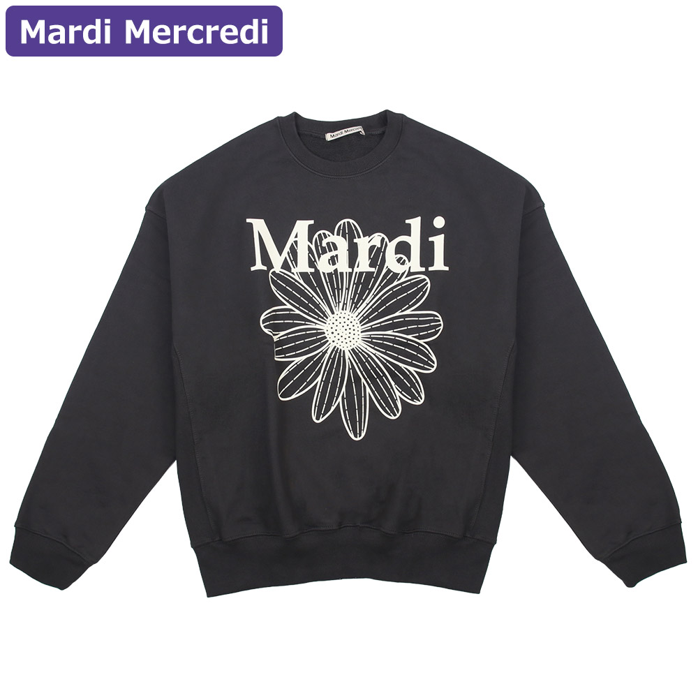 マルディメクルディ Mardi Mercredi スウェット SWEATSHIRT FLOWERMARDI CHARCOAL IVORY 長袖 レディース 韓国 ファッション アパレル