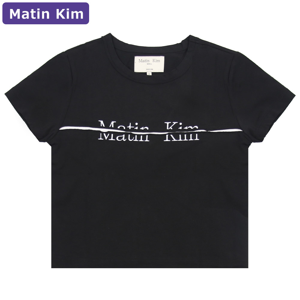 Tシャツ・カットソー [MATINKIM]matin small logo crop top in sky Matin Kim Matin Small Logo Crop Top In Sky | Basic Tees for