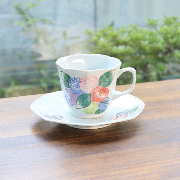 楽天市場】【送料無料】有田焼 コーヒーカップ 金ロゼ グリーン