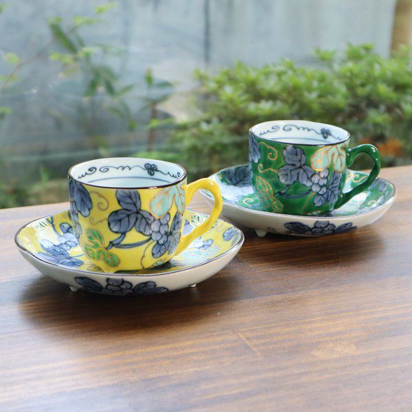 楽天市場】【送料無料】有田焼 コーヒーカップ 金ロゼ グリーン