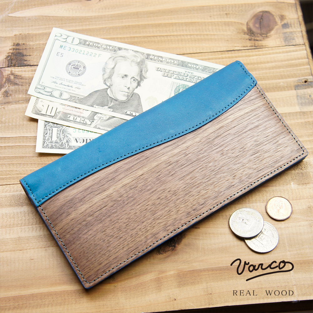 VARCO REAL WOOD ロングビルフォールド 紙入れ メンズ レディース 革 本革 ヌメ革 革製 なめし革 木 木製 生まれながら木 日本製 和柄 革小物 歌留多入れもの ブランド名 可愛らしい 分かりやすい 商行為 今めかしい ヴァーコ