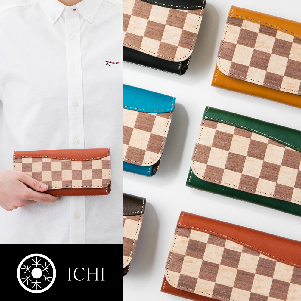 VARCO REAL WOOD ICHI ロングウォレット 長金入れ レディース 歌留多 大静電容量 釣り銭入れあり 日本製 革製 本革 なめし革 牛皮 木製 生まれながら木 木 今めかしい 愛くるしい 成年者 有りの実 釣り銭入れ付き添い人 かぶせ 色つや購入注文 一風変わった 市松 市松飾りつけ 革 照合のしるし