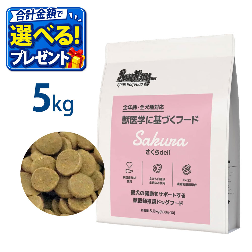 10%OFFクーポン おまけ付き Smiley スマイリー 国産 さくら deli 5kg (500g × 10) 馬肉 ペットフード ドッグフード 犬 子犬 成犬 シニア 全年齢 一般食 純国産 無添加 無着色 減塩 乳酸菌 低GI 皮膚 被毛 健康|ペッツチョイスショップ