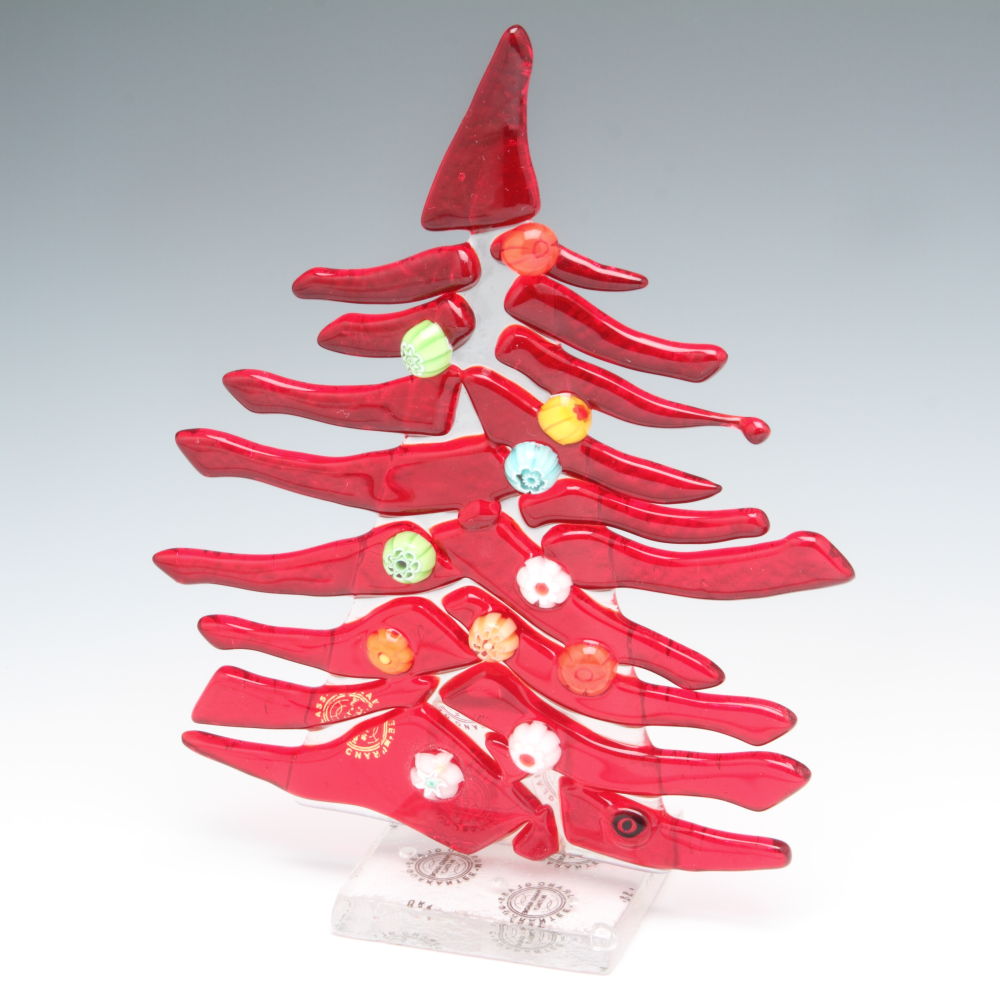 ベネチアンガラスのクリスマスツリー 赤 レッド 小さいサイズ 12cm ガラスのツリー No 01 Educaps Com Br