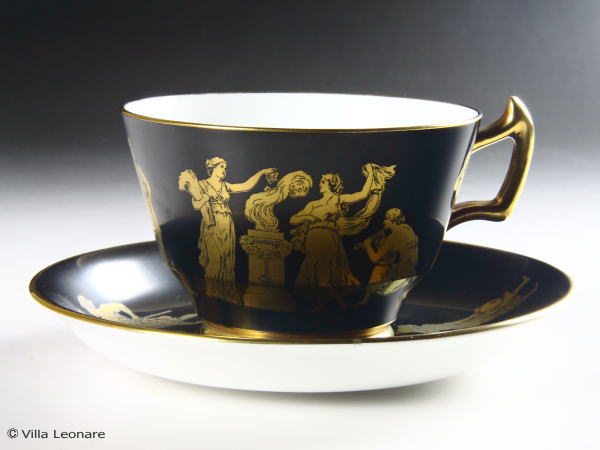 オールドニッポン　トリオ　バエ色　盛り上げ金彩　ラスター オールドノリタケ M印 ラスター彩 金彩 風景カップ プレート トリオ