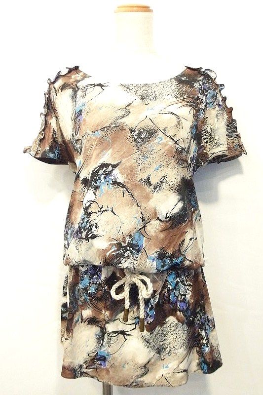 楽天市場 Rich リッチ 半袖 切替ワンピース 総柄 ブラウン系 中古 Vision ビジョン楽天市場店