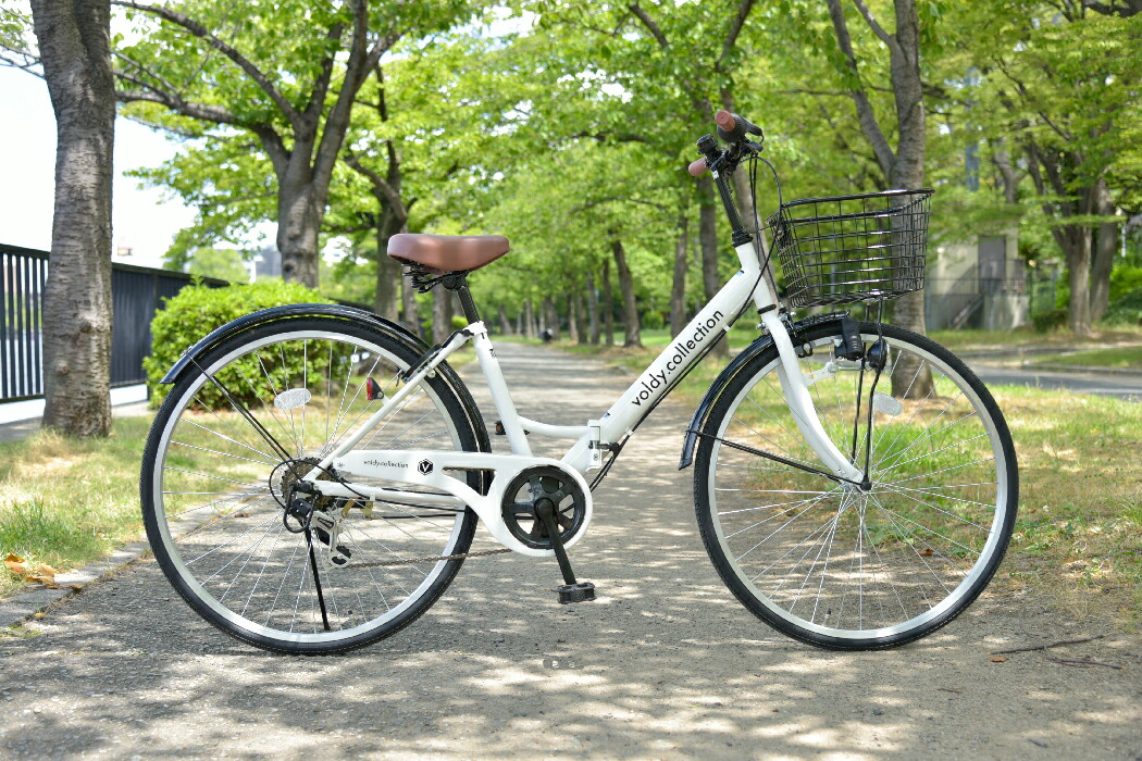 スペシャルオファ シティサイクル カゴ付き 折りたたみ自転車 26インチシマノ製6段変速 極厚チューブ ダイナモライト 後輪錠 女の子 おしゃれ 軽量 ママチャリ Voldy Collection Vfc 001 あす楽対応 即日発送 Fucoa Cl