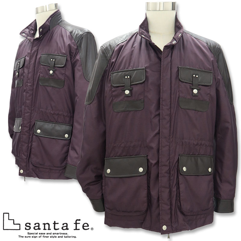 サンタフェ キルティングジャケット LLサイズ 56413-088 50 紫 santafe 中綿 パープル 千鳥格子 セレカジ｜わんわん洋品店
