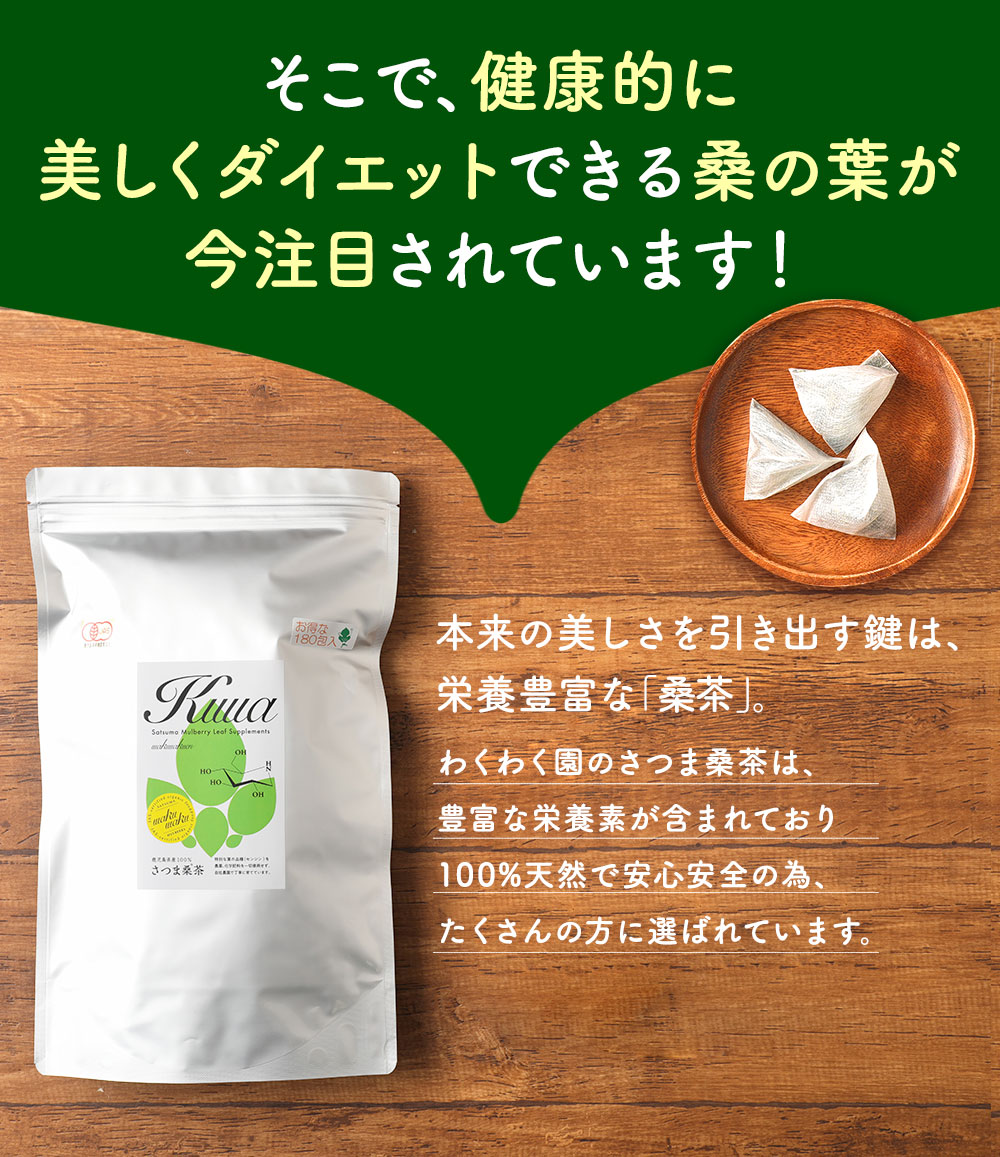 さつま桑茶ファミリーパック180包入り送料無料ダイエット糖質制限低糖質ダイエットわくわく園さつま桑本舗国産鹿児島県産100%桑の葉使用ノンカフェイン農薬・化学肥料・除草剤不使用