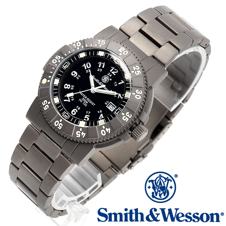 [置き目品] スミス＆ウェッソン Smith \u0026 Wesson スイス連邦 トリチウム ミリタリーウォッチ SWISS TRITIUM 357 SERIES EXECUTIVE WATCH TITANIUM SILVER/BLACK SWW-357-T-BLK [] [貨物輸送無料] [逐次刊行物掲げるブランド名]