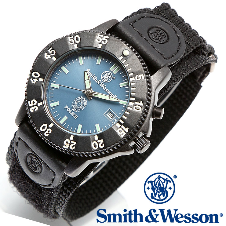スミス＆ウェッソン Smith \u0026 Wesson 正規品 ミリタリーウォッチ 腕時計 メンズ POLICE SERIES POLICE WATCH SWW-455P ポリスシリーズ ダイバーズ デイトカレンダー 日付 ナイロンベルト 雑誌掲載ブランド 男性用 時計 送料無料