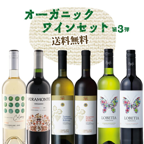【ポイント10倍】【第3弾】自然派オーガニックワインがたっぷり！当店が厳選した有機栽培ワインが赤白3本ずつ入った6本セット　750ml&times;6本｜ワイン本舗　ヴァン・ヴィーノ