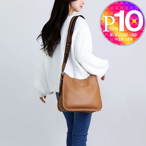 ショルダーバッグ・ポシェット PRADA Women Bags 1BH219 2CYSF03BH Brown プラダ PRADA SOFT GRAIN ミニショルダーバッグ 1BH219 2CYS RVO