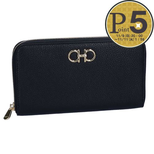 極美品Salvatore Ferragamoラウンドジップ長財布　オーガナイザー FERRAGAMO フェラガモ 長財布 レディース 220405 ラウンド