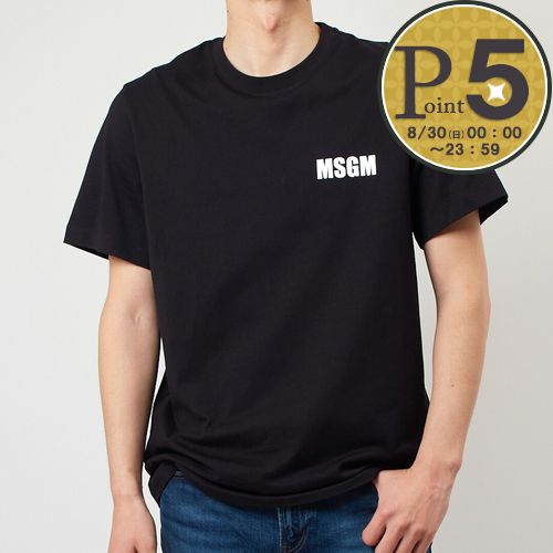 【18日0時~72h限定ポイント5倍】 エムエスジーエム MSGM メンズ半袖Tシャツ 胸ロゴ 3640MM130 247002 99 BLACK