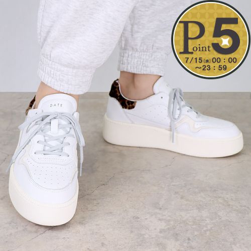 【18日0時～72h限定ポイント5倍】 デイト D.A.T.E. レディース靴 シューズ スニーカー STEP W997-ST-CA-WD CALF CALF WHITE-LEOPARD