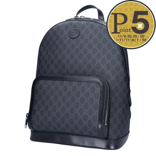 楽天市場】GUCCI グッチ リュックサックブラックGG柄ナイロン
