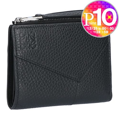 LOEWE 二つ折り財布 黒/緑 LOEWE ロエベ 財布 二つ折り C510302X16 エバーグリーン パズル バイ