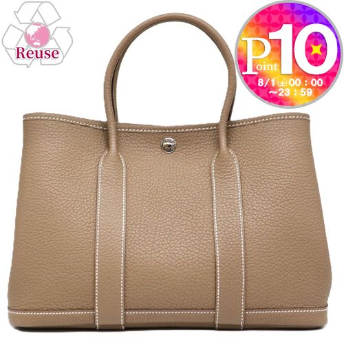 【18日0時~72h限定ポイント5倍】 【リユース品】 エルメス HERMES バッグ ハンドバッグ ガーデンパーティPM エトゥープ 【お取り寄せ】
