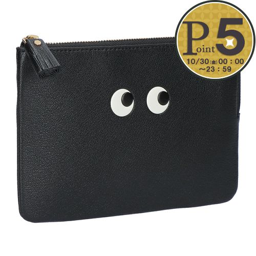 【18日0時～72h限定ポイント5倍】 アニヤハインドマーチ ANYA HINDMARCH ポーチ LOOSE POCKET EYES ルース ポケット アイズ 193634/5050925193634 BLACK CAPRA 26,864円