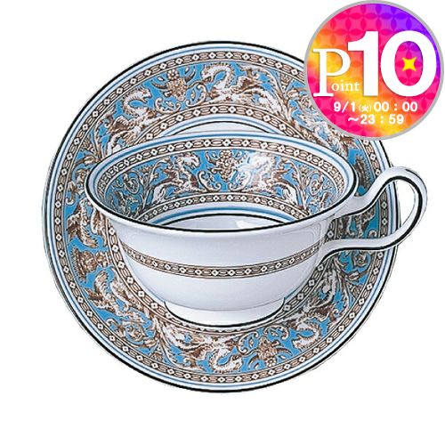 【14日20時～28h限定ポイント5倍】 ウェッジウッド カップ＆ソーサー ティーカップ WEDGWOOD フロレンティーン ターコイズ ティーカップ&ソーサー ピオニー 【お取り寄せ】