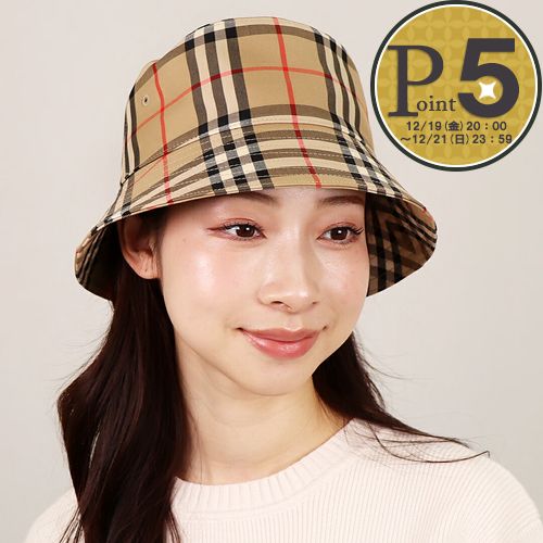 BURBERRY ウール チェック柄 バケットハット ブラウン系 楽天市場