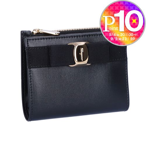 Ferragamo ヴァラ・リボン 折りたたみ財布_22 E009 NERO 0734500 Ferragamo ヴァラ・リボン 折りたたみ財布_22 E009 NERO 0734500