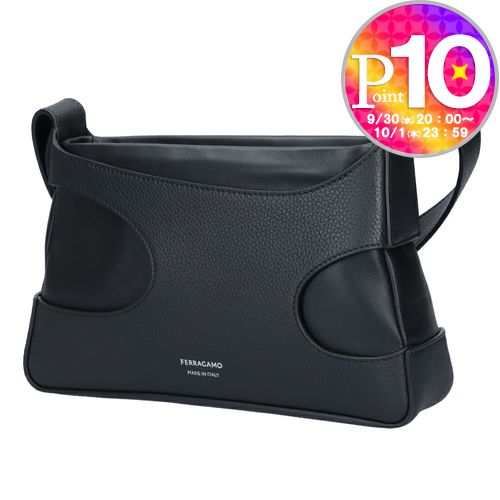 【9日0時～48h限定ポイント5倍】 フェラガモ FERRAGAMO ショルダーバッグ CUT OUT 214956 763397 NERO