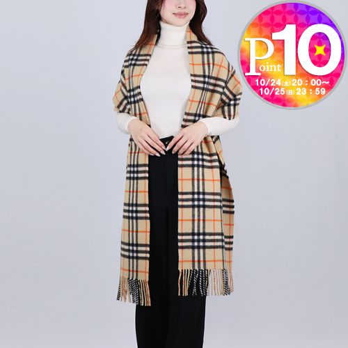 【14日20時～28h限定ポイント5倍】 バーバリー BURBERRY カシミア カシミヤ マフラー ストール バーバリーチェック 8096537 B9719 SAND