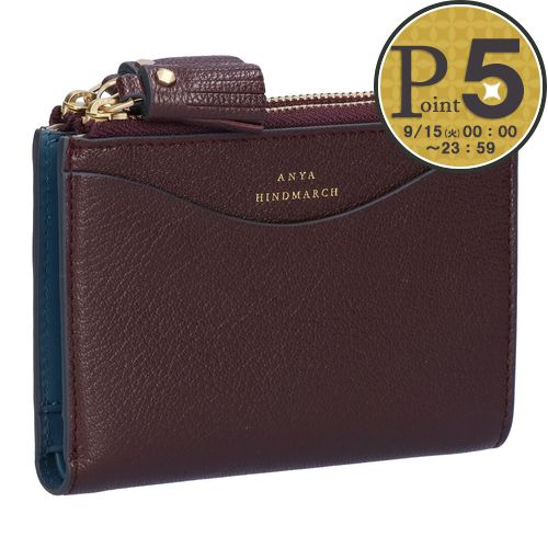 【9日0時～48h限定ポイント5倍】 アニヤハインドマーチ ANYA HINDMARCH 折り財布 ニつ折財布 PEEPING EYES ピーピング アイズ 204873/5050925204873 CLARET スモール ダブルジップ ウォレット